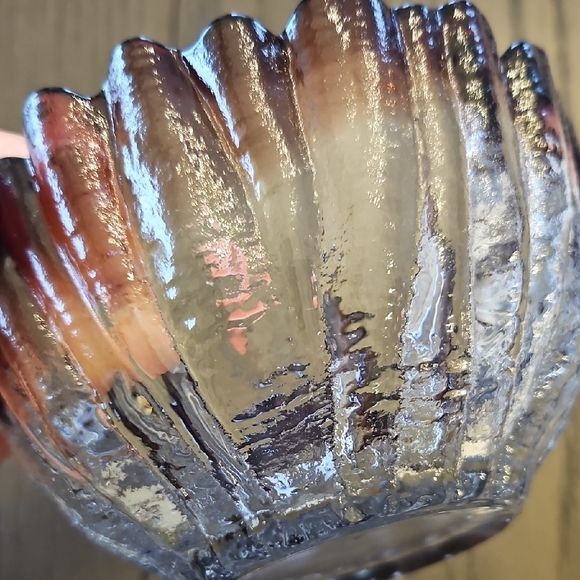 Vintage Humppila Art Glass Bowl with Purple Rim- 1970s - Finland - Picture 8 of 11